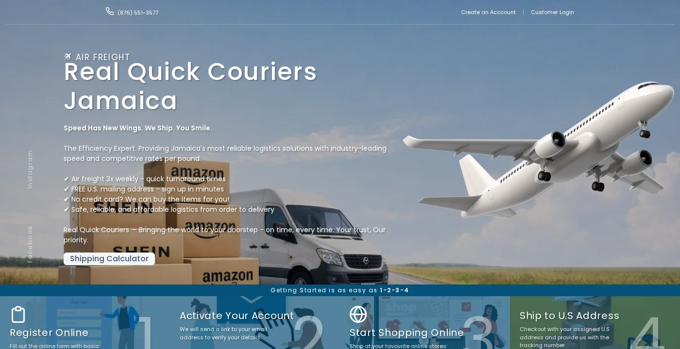 Real Quick Couriers landing page hero