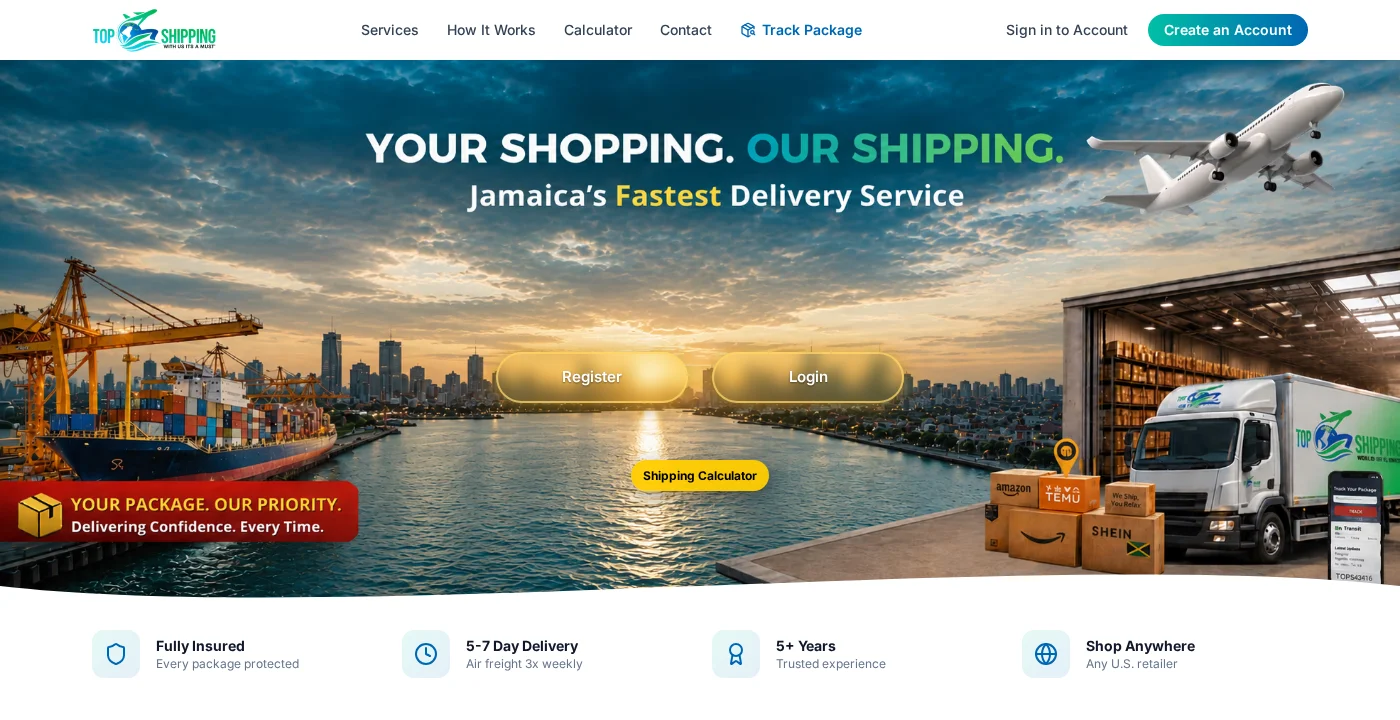 Top Shipping JM landing page hero